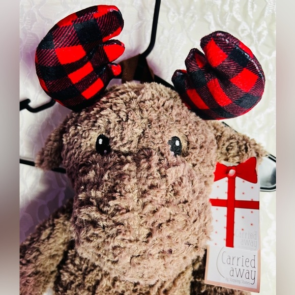 Carried Away By Stepping Stones Plaid Moose Plush Stuffed Animal Backpack - Picture 5 of 7